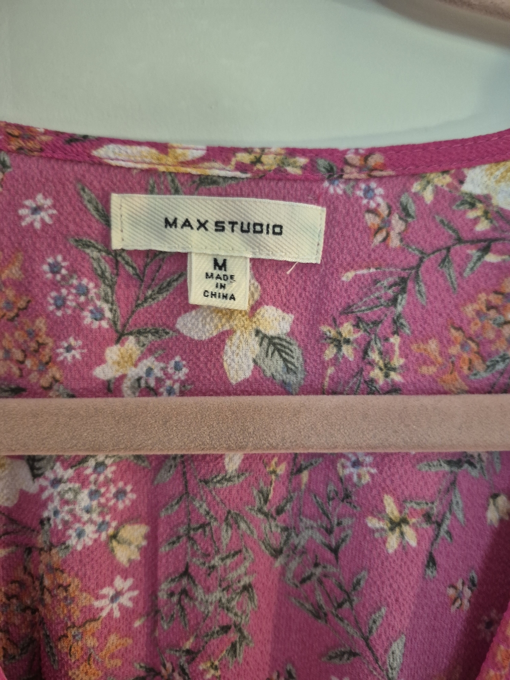 Max Studio Pink Floral Prairie Boho Dress M - Picture 8 of 8